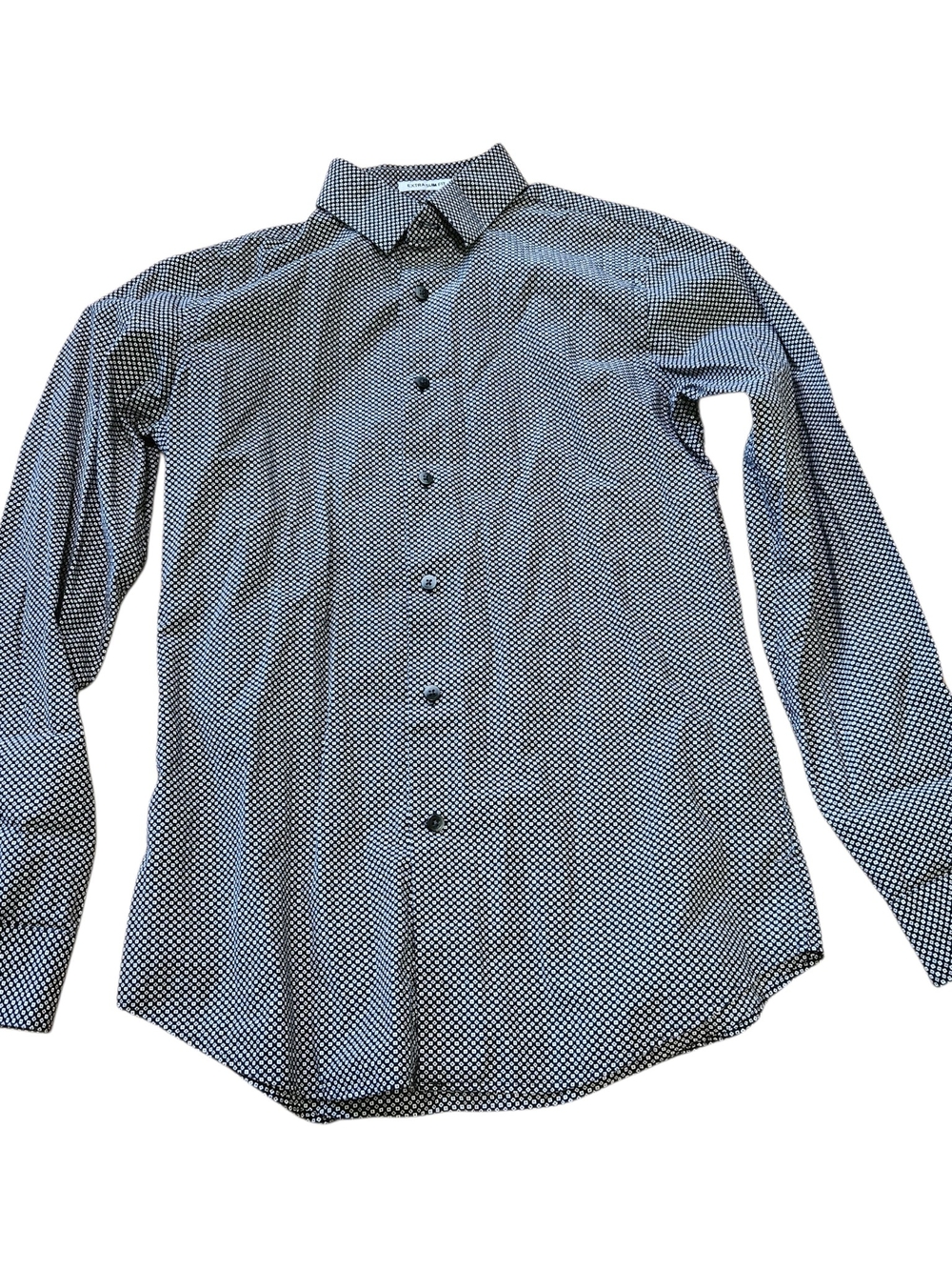 ​Express Men's Extra Slim Fit Dress Shirt Small 14-14.5 Gray Geometric Print LS